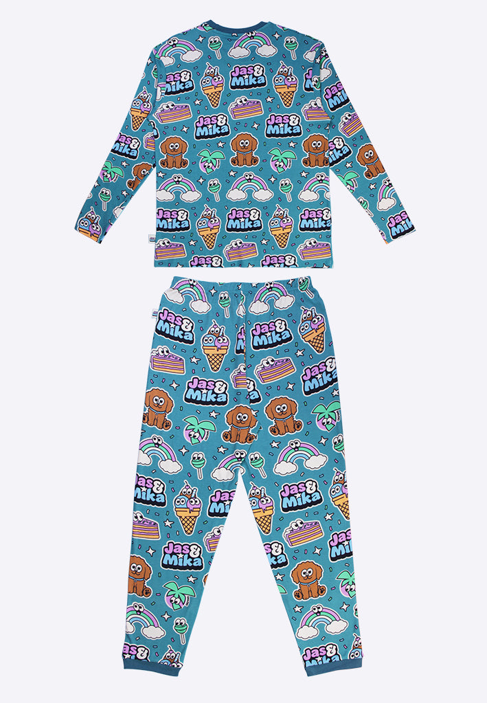 Jas & Mika "Dreams" Pyjamas Sæt - Blå (2 Dele, Trøje og Bukser)