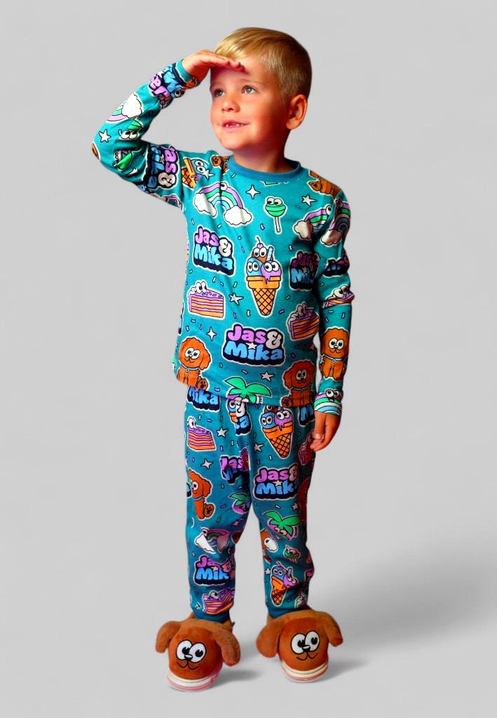 Jas & Mika "Dreams" Pyjamas Sæt - Blå (2 Dele, Trøje og Bukser)