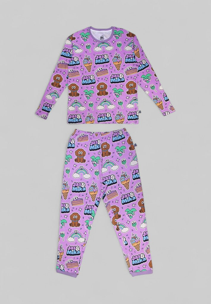 Jas & Mika "Dreams" Pyjamas Sæt - Lilla (2 Dele, Trøje og Bukser)