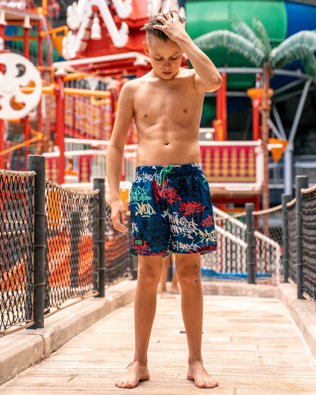 FirstGrade "GRAFFITI" Swimming shorts 🌊 - Azure Blue