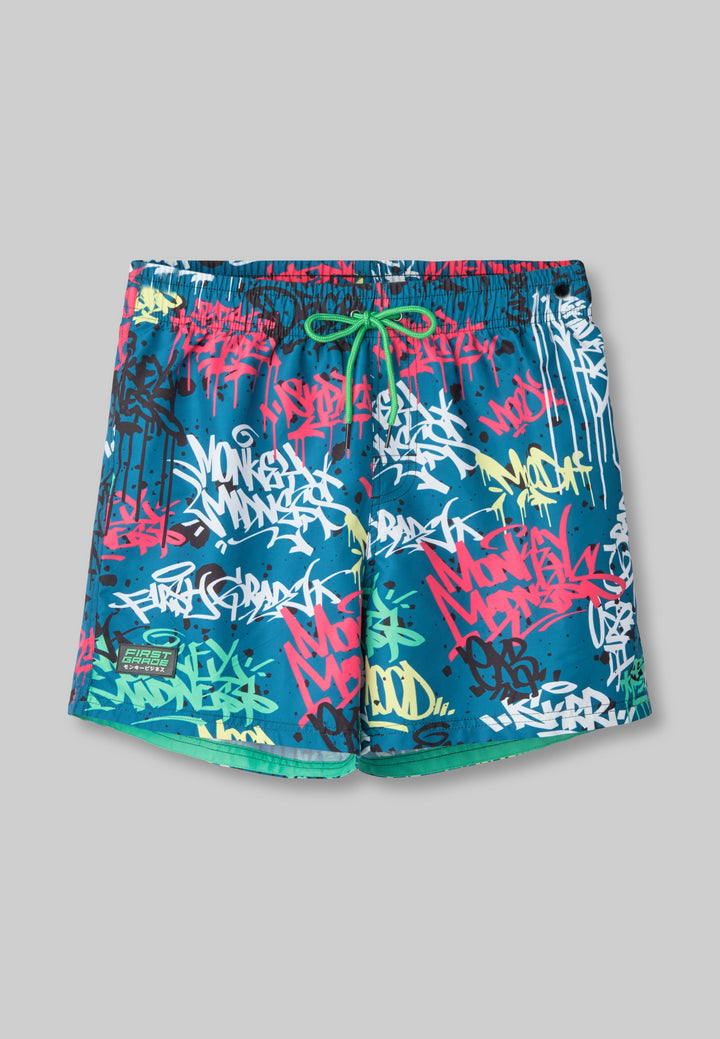 FirstGrade "GRAFFITI" Swimming shorts 🌊 - Azure Blue