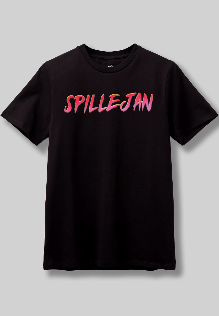 SPILLEJAN / TEXT LOGO - Svart T-skjorte