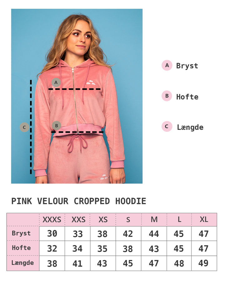 Pink Velor Cropped Hoodie